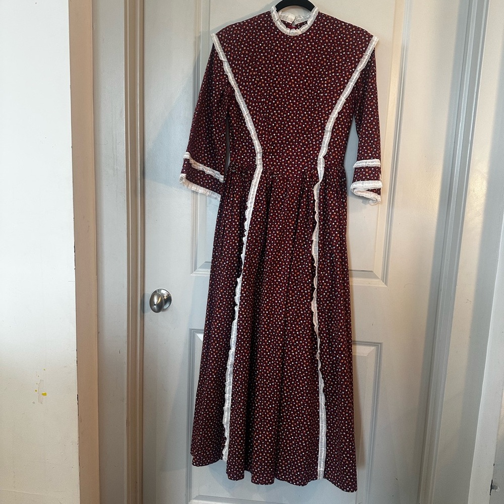 Vintage Homemade Gunne Sax Inspired Cottage Core Prairie Micro Floral Maxi Dress - Picture 9 of 9